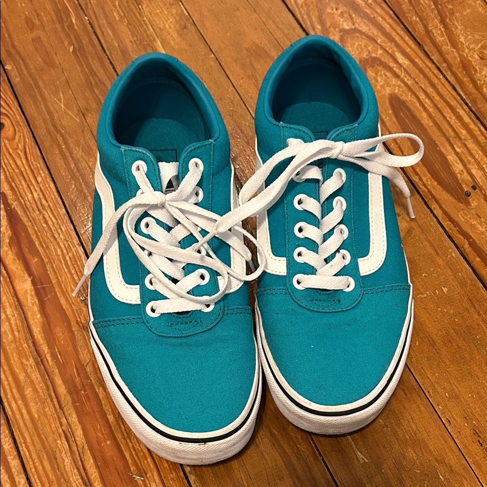 Vans Teal and White Women's Shoes